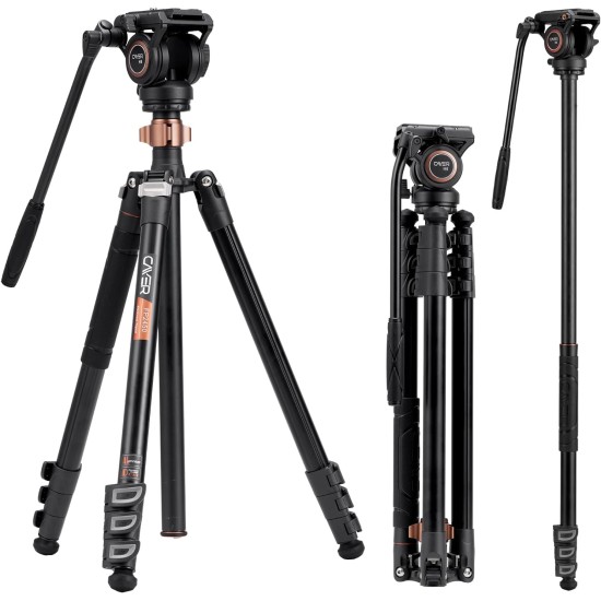 Cayer FP1450 Fluid Head Tripod, 75 inches Aluminium Video Tripod Cayer FP1450 Fluid Head Tripod, 75 inches Aluminium Video Tripod